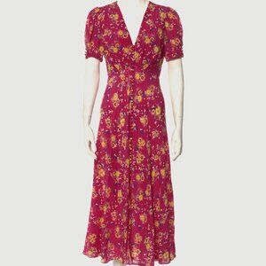 Saloni Silk Short Sleeve Midi Dress